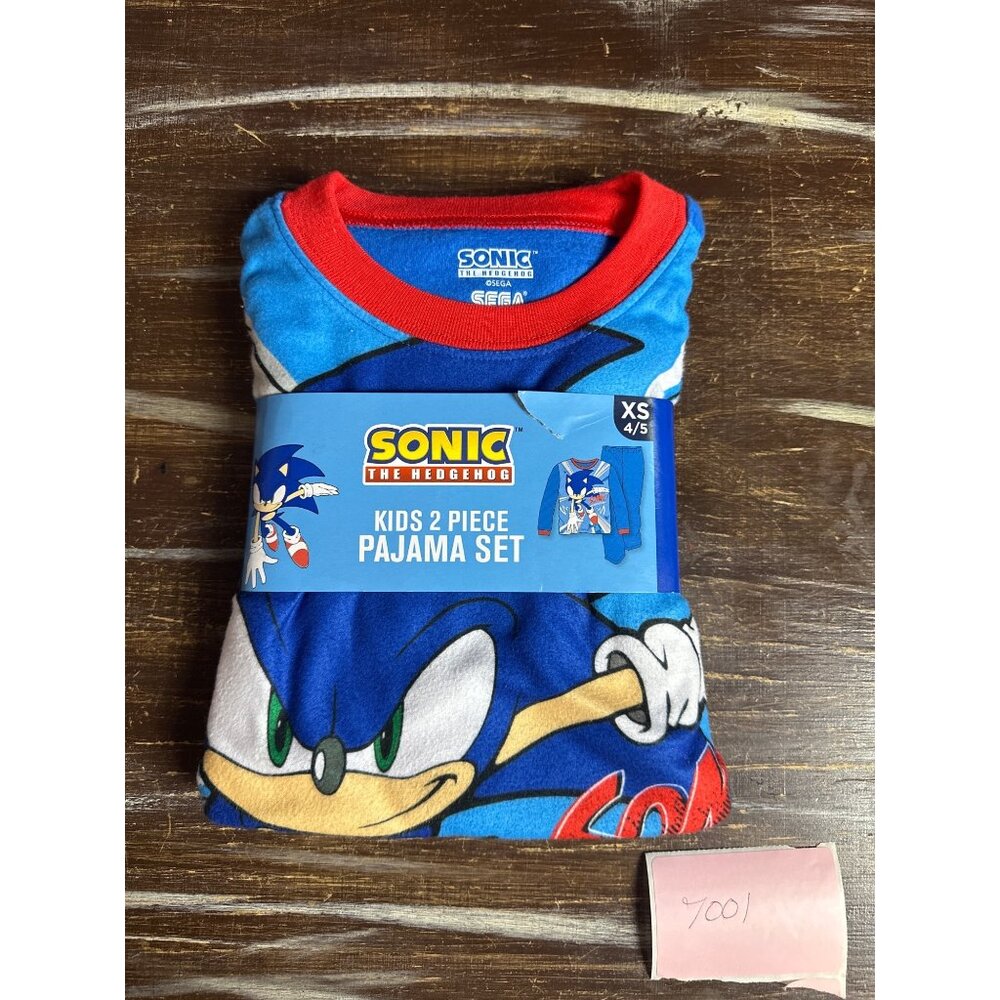 Sonic the hedgehog kids 2 piece aet pajama set xsmall 4/5  flame resistant